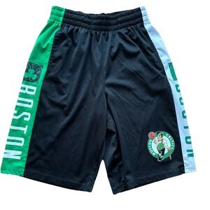 NBA BOSTON CELTICS BASKETBALL SHORTS sz Small Mens Black Green Dazzle Shiny LOGO